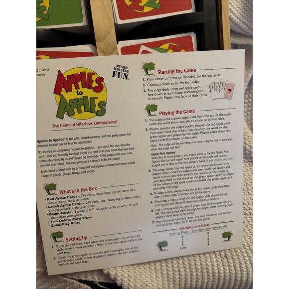 Apples to Apples Apple Crate Edition Party Card Game Wooden Box Complete - Picture 3 of 7